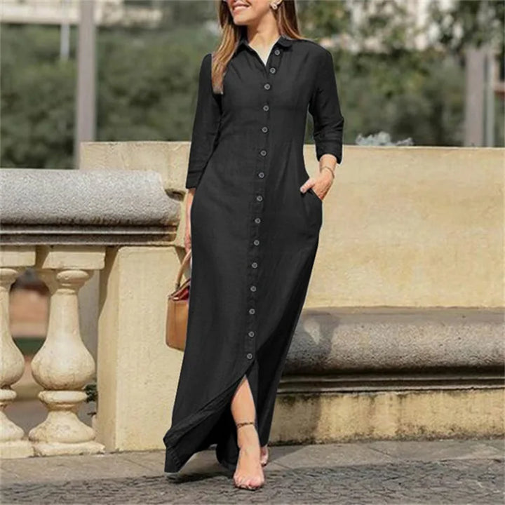 Felicity Denim Maxi Shirt Dress
