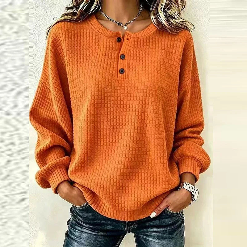 Talia Waffle Knit Henley Blouse