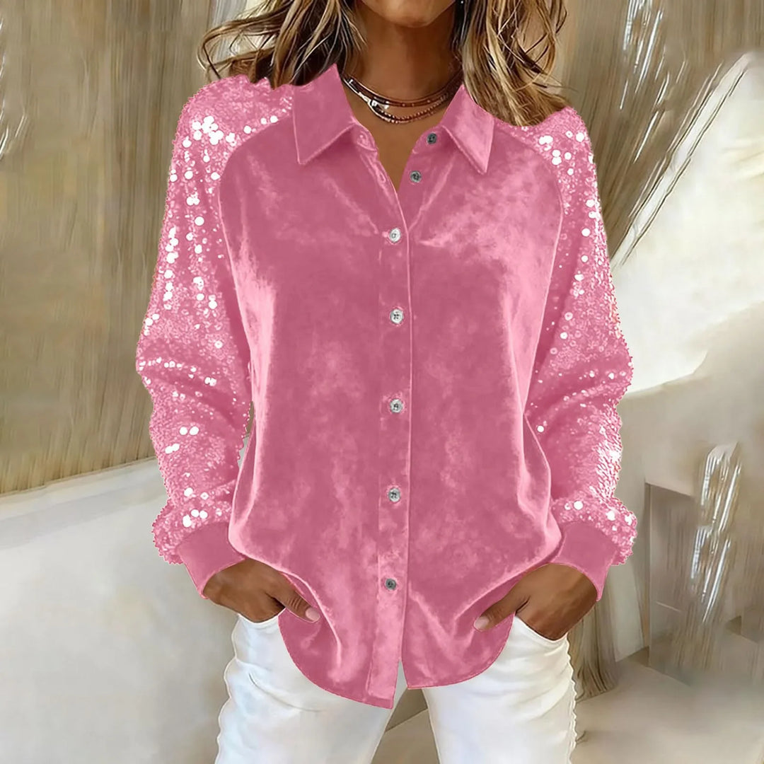 Marlowe Sequin Sleeve Blouse
