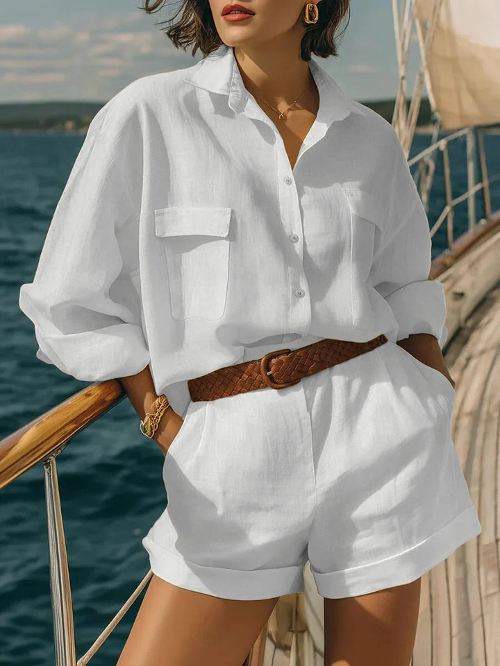 Cienna Casual Long Sleeve Breasted Two-Piece Set