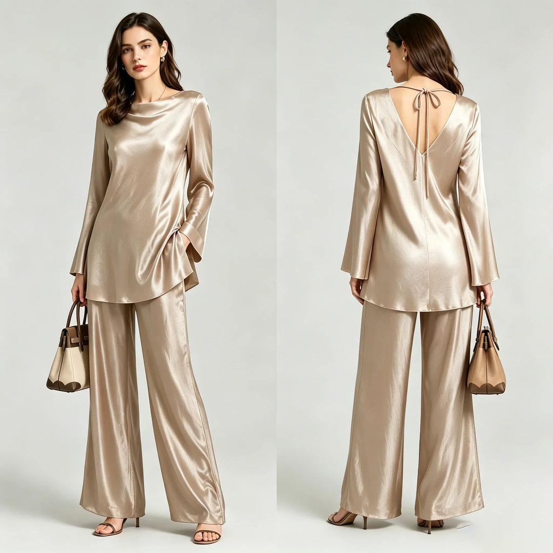 Freya Satin Wide-Leg Set