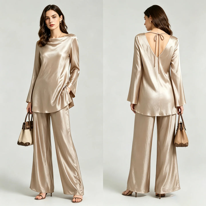 Freya Satin Wide-Leg Set