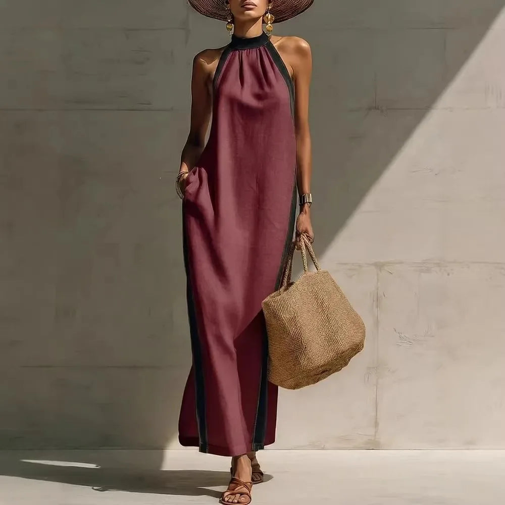 Heloise Casual Halter Maxi Dress