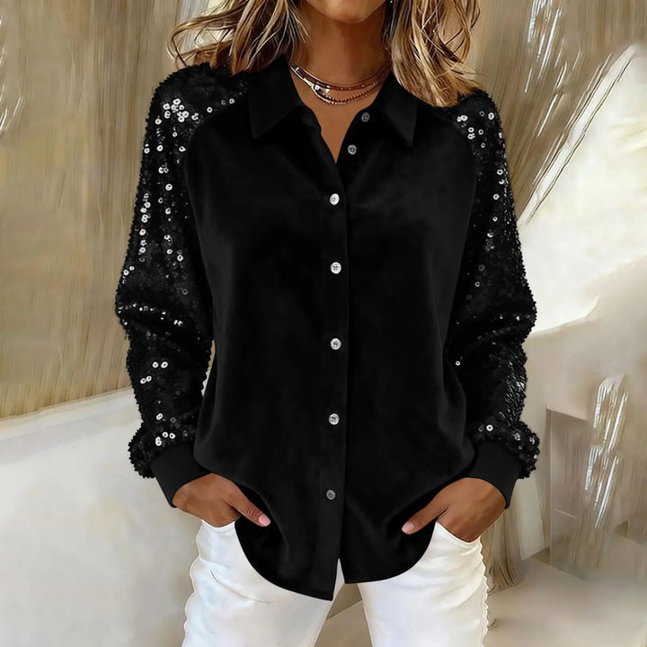 Marlowe Sequin Sleeve Blouse