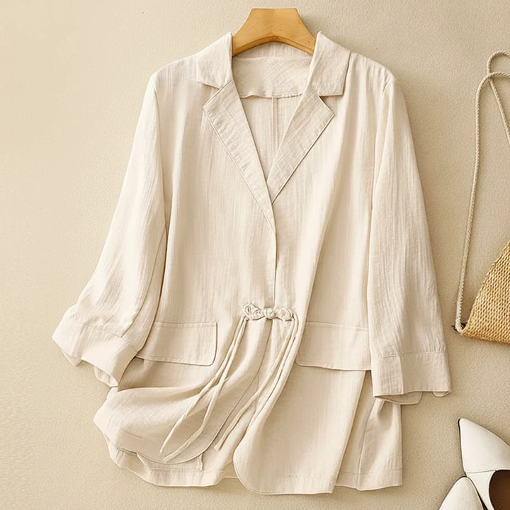 Melissa Drawstring Linen Blazer