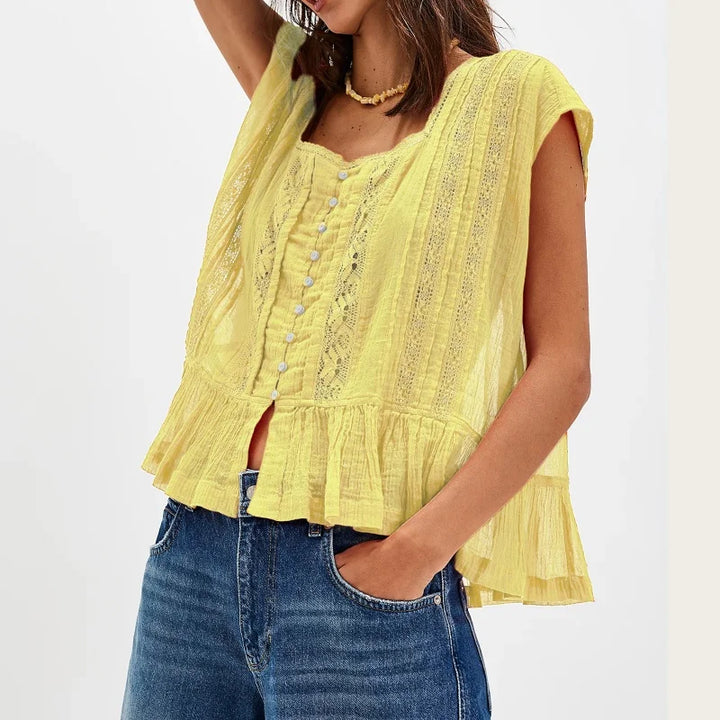 Sylvie Ruffle Hem Sleeveless Blouse