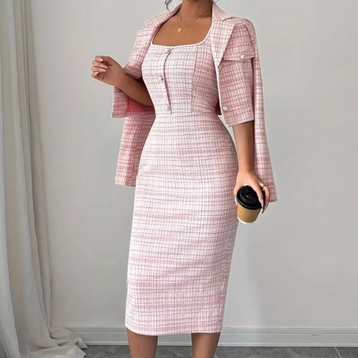 Fenna Pearl Button Sheath Dress Set