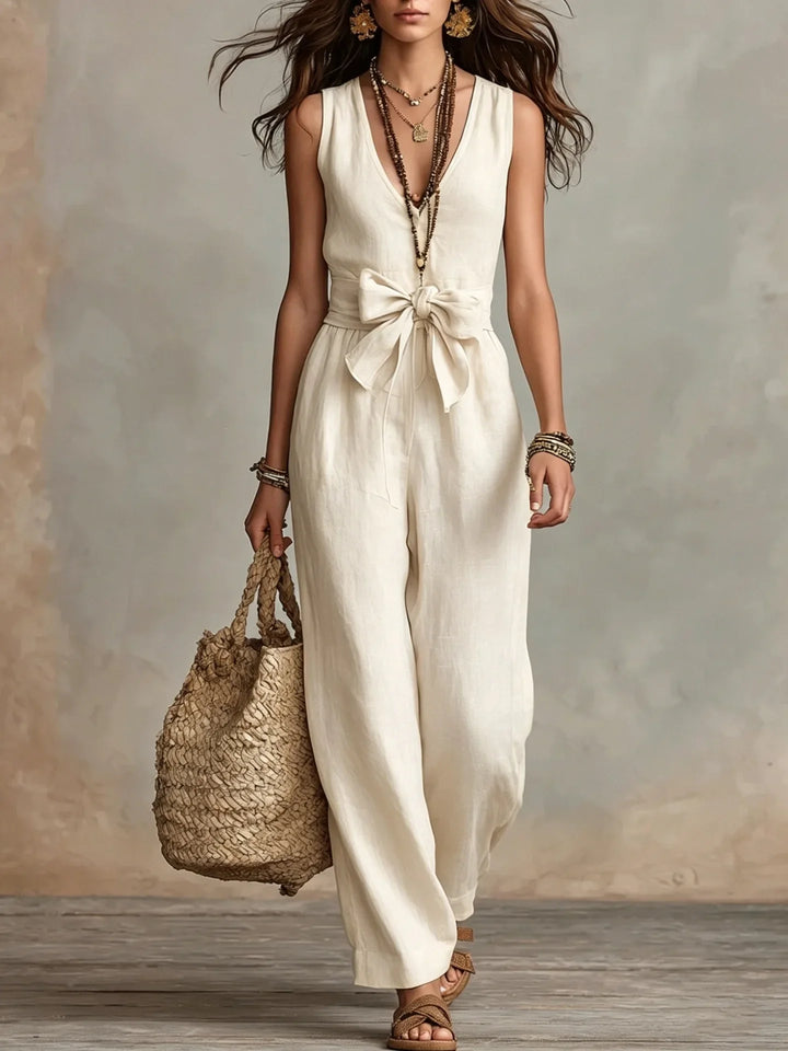Liora Front Tie Linen Jumpsuit