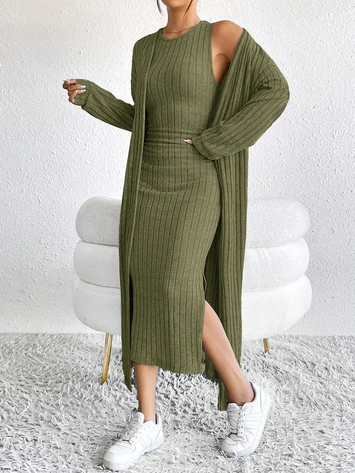 Sabrielle Ribbed Sheath Dress Set