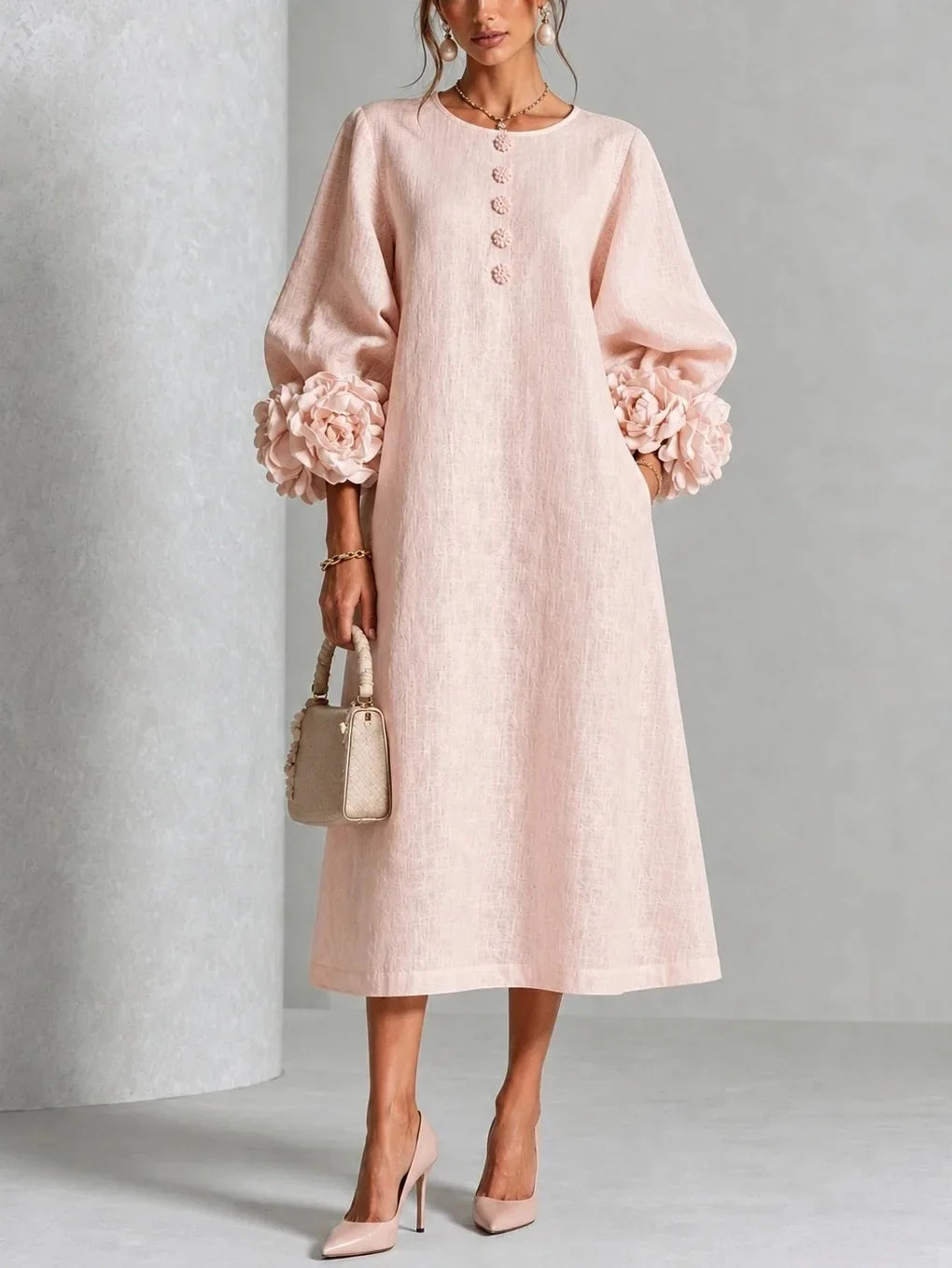 Coraline Lantern Sleeve Midi Dress