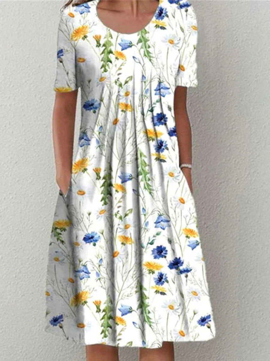 Zorina Floral Short Sleeve Midi Dress