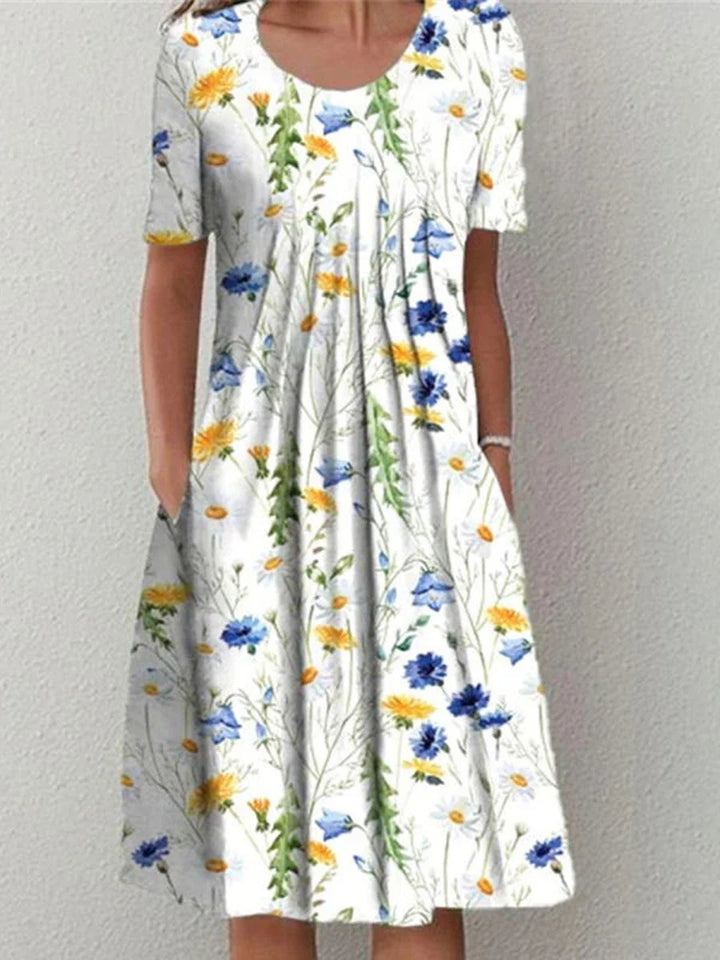 Zorina Floral Short Sleeve Midi Dress