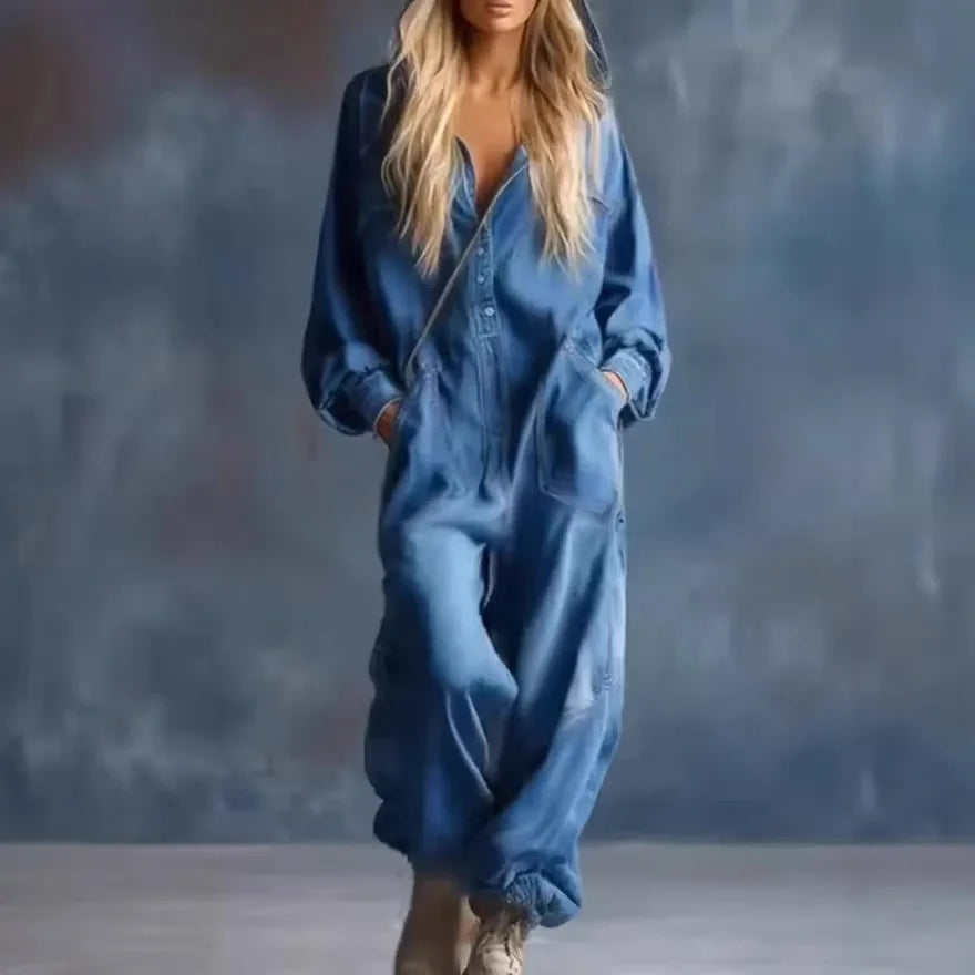 Clementine Snap Front Denim Jumpsuit