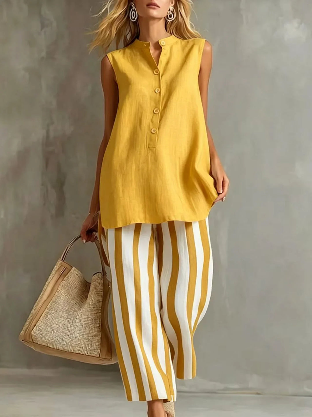 Anara Striped Wide Leg Set