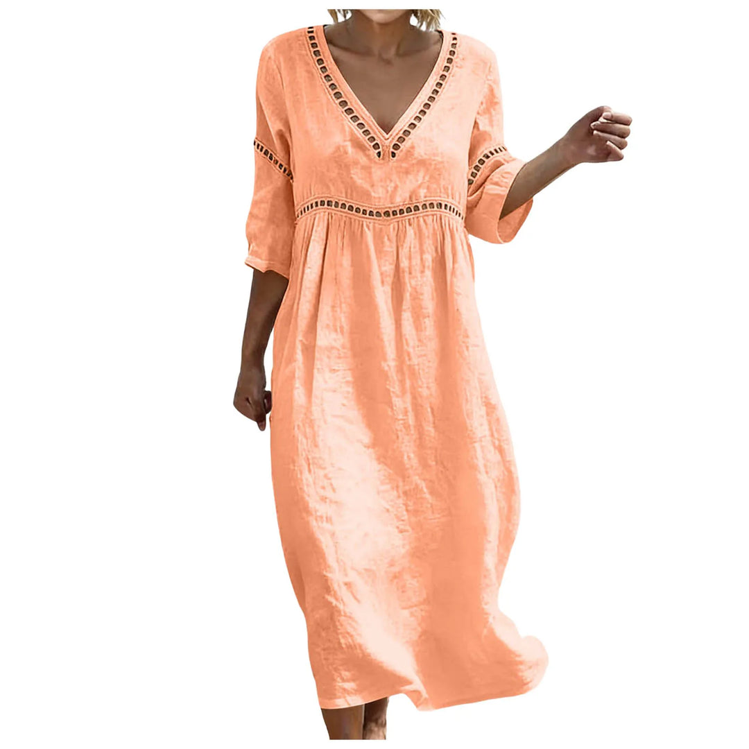 Galatea Embellished V Neck Boho Maxi Dress