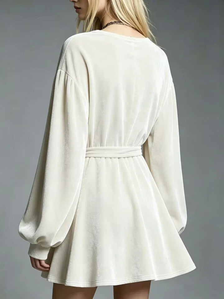 Corinne Tie Waist Velvet Dress