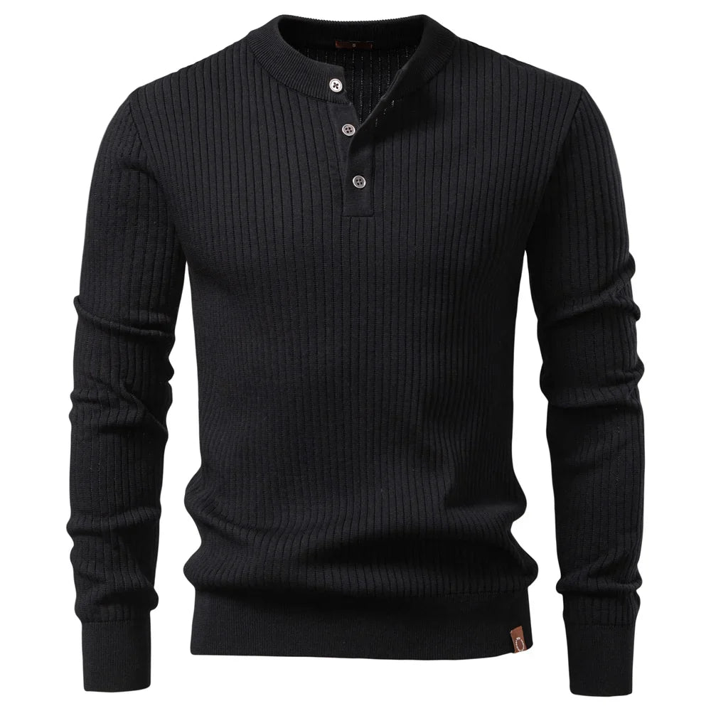 Thaddeus Ribbed Knit Henley