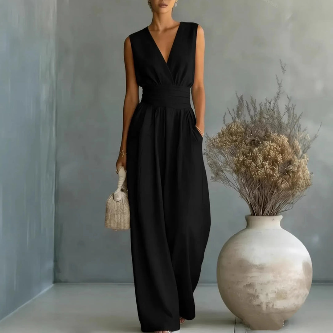 Sophia Sleeveless V Neck Jumpsuit