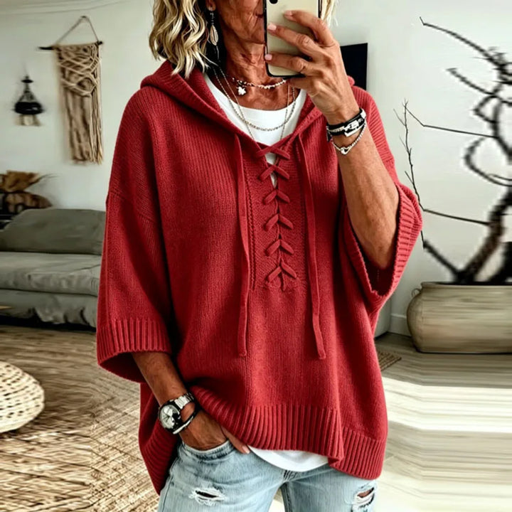 Ruby Lace Up Hooded Pullover