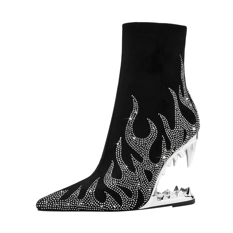 Agnes Rhinestone Heel Boots