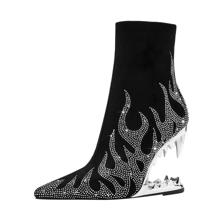 Agnes Rhinestone Heel Boots