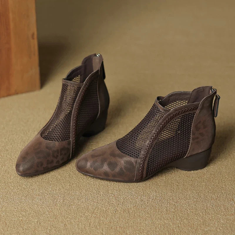 Azure Leather Ankle Boots