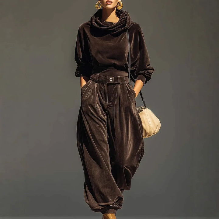 Adelina Draped Hood Velvet Set
