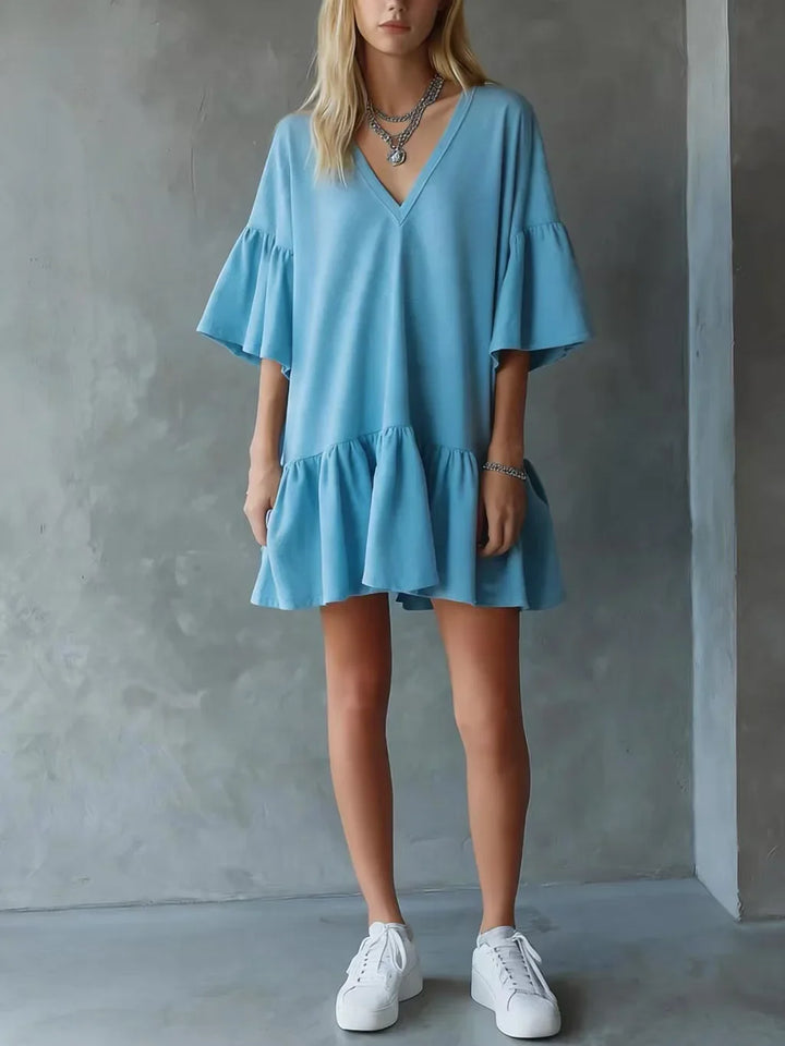Nosmi Lightweight V Neck Mini Dress