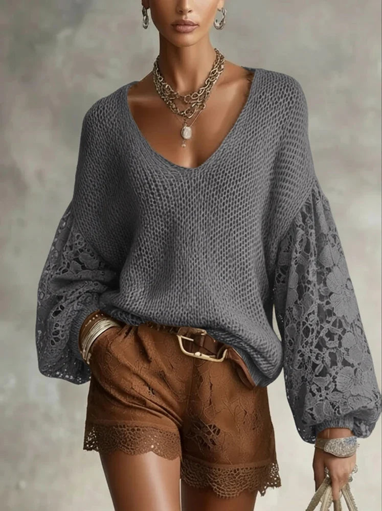 Fiona Lace V Neck Sweater