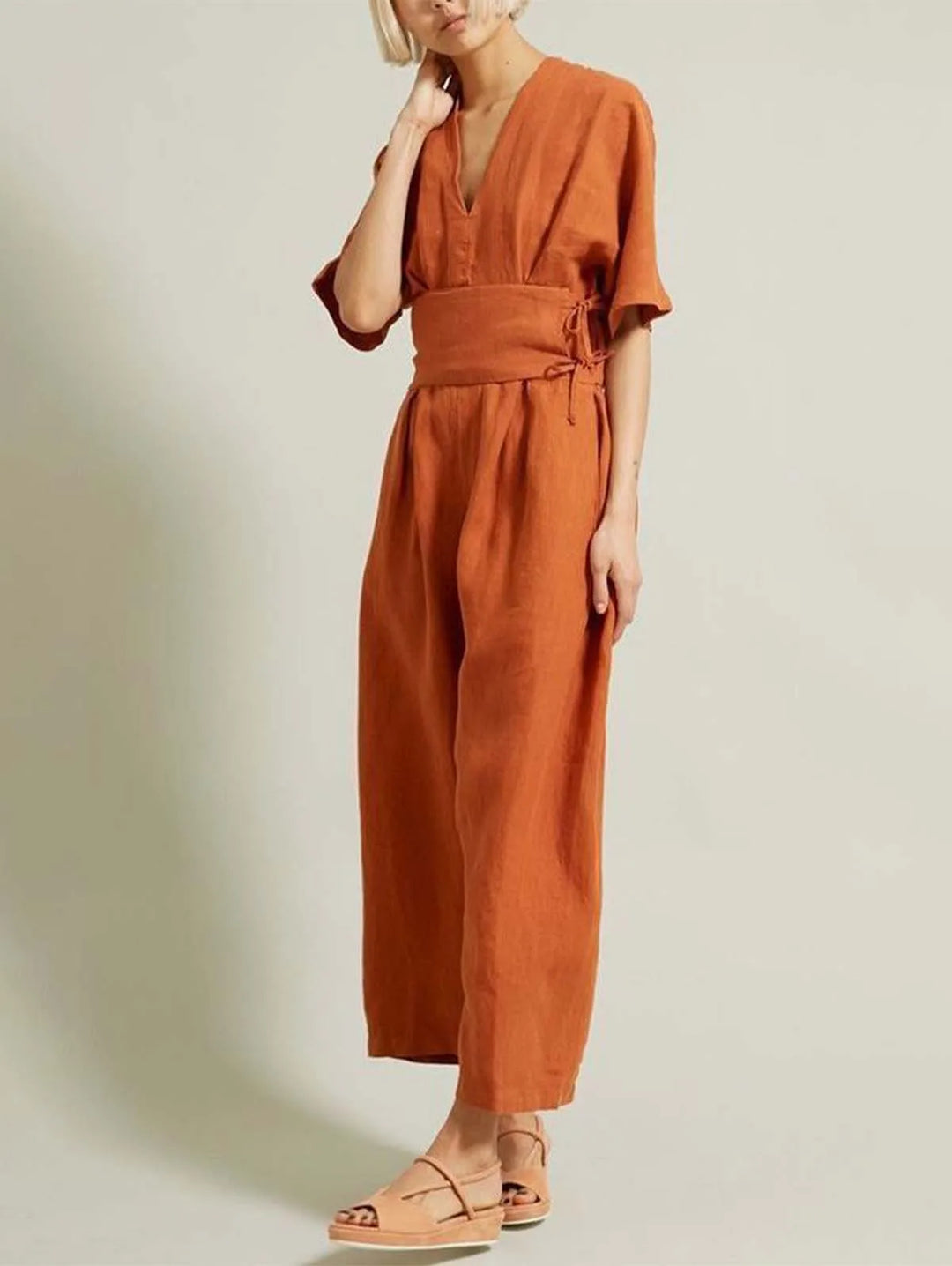 Anna Casual V Neck Jumpsuit