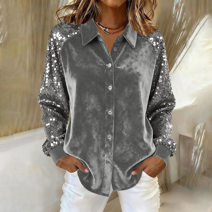 Marlowe Sequin Sleeve Blouse