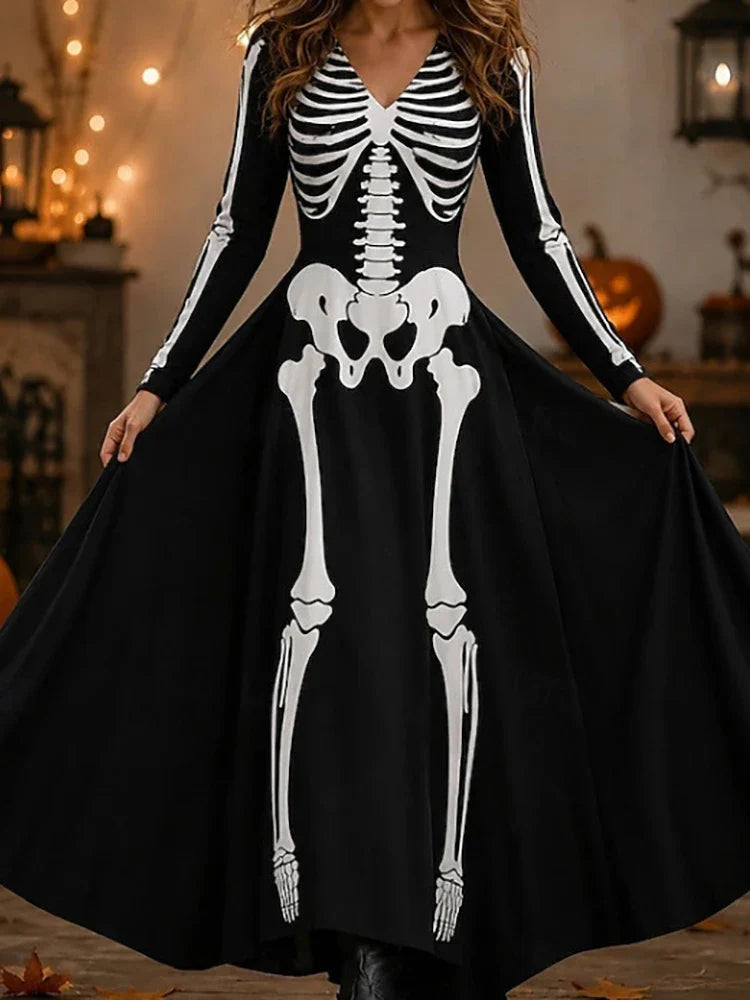 Ophelia Skeleton Print Maxi Dress