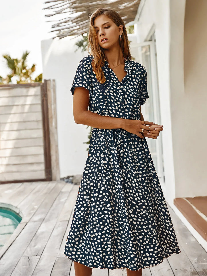 Amabel Printed Midi Shirt Dress