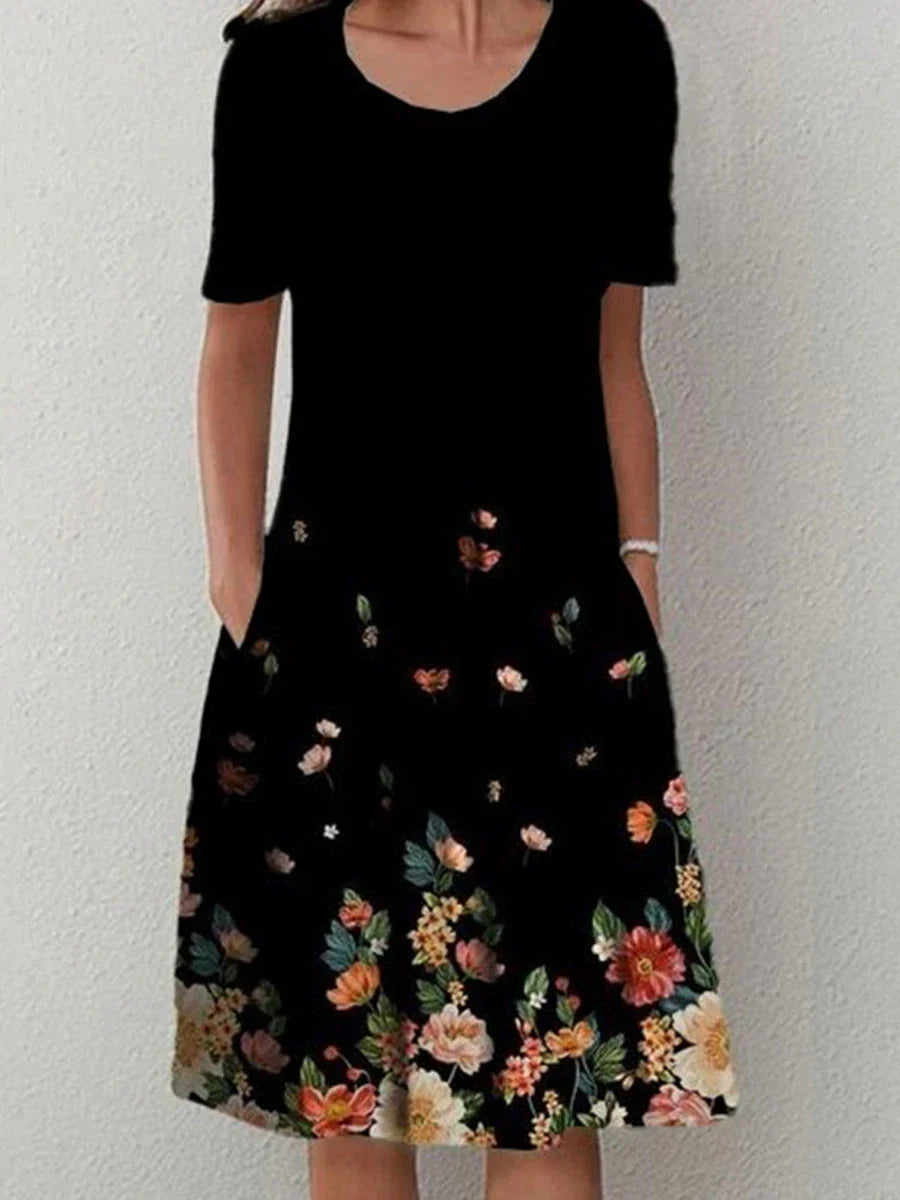 Zorina Floral Short Sleeve Midi Dress