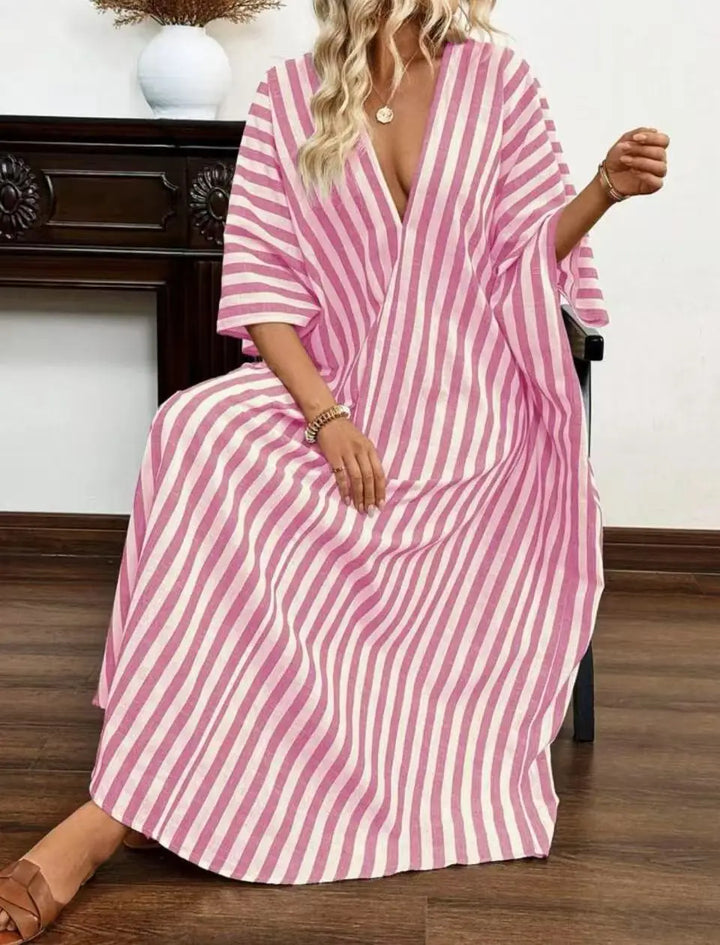 Evania Striped Kaftan Maxi Dress
