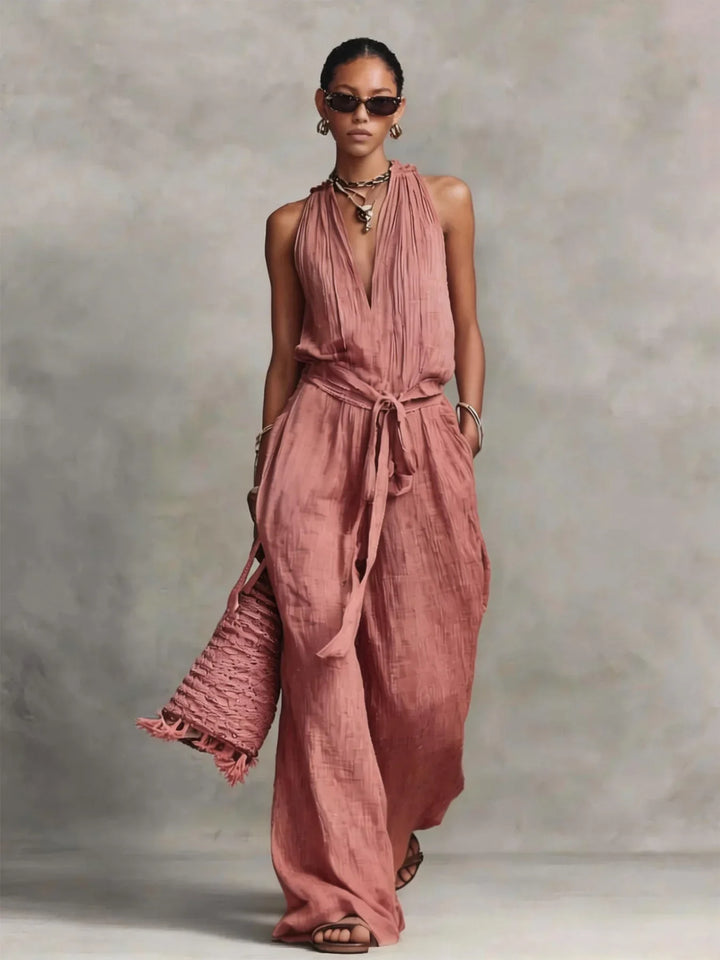 Ciana Front Tie Wide Leg Jumpsuit