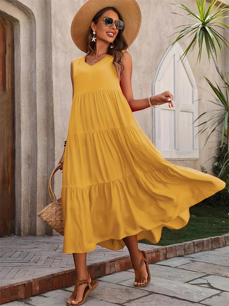 Amanda Sleeveless Tiered Maxi Dress