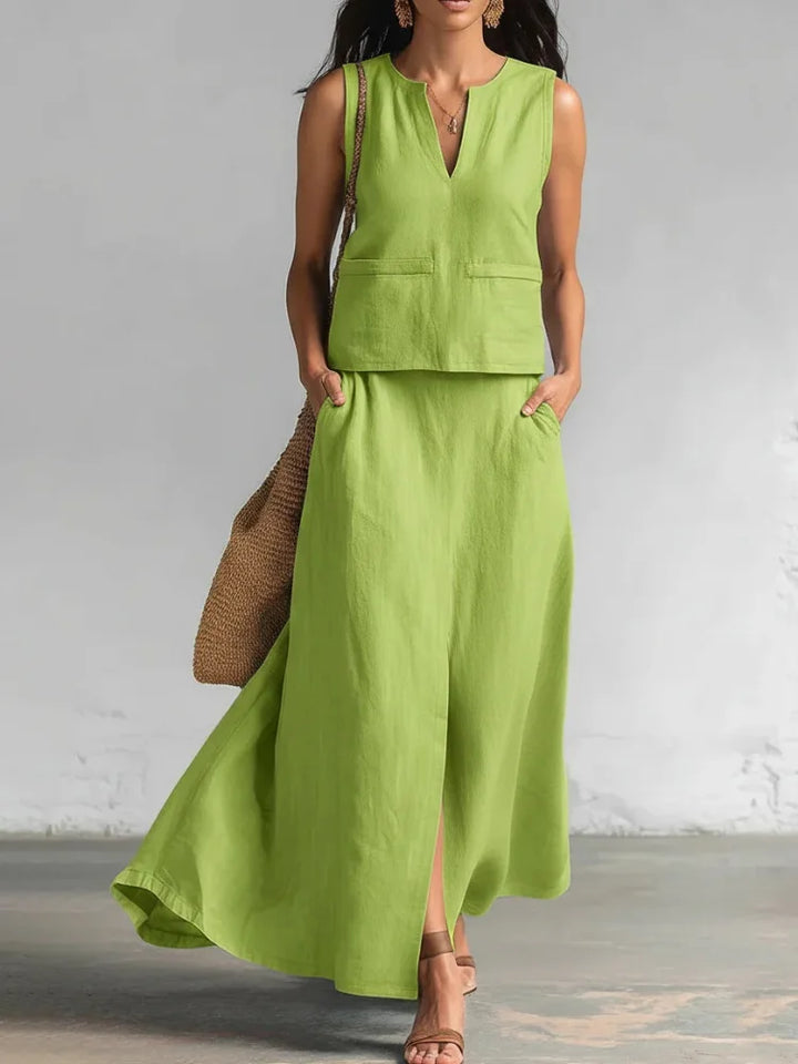 Solene Flowy Linen Skirt Set