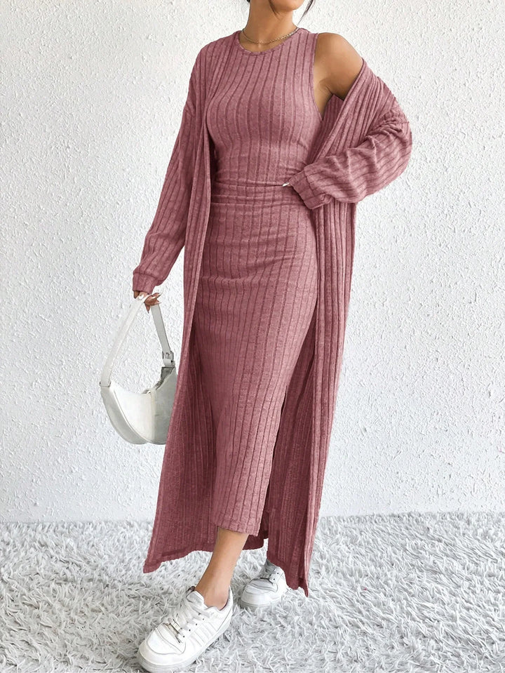 Sabrielle Ribbed Sheath Dress Set