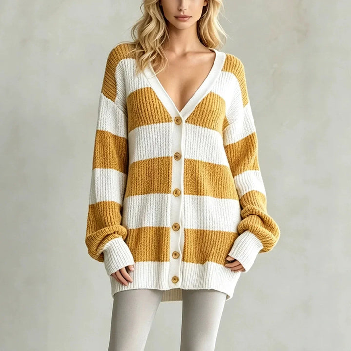 Priyanka Striped Knit Cardigan