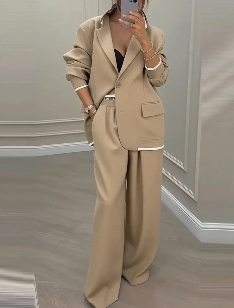 Coralline Contrast Trim Pant Suit