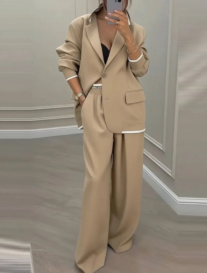Coralline Contrast Trim Pant Suit