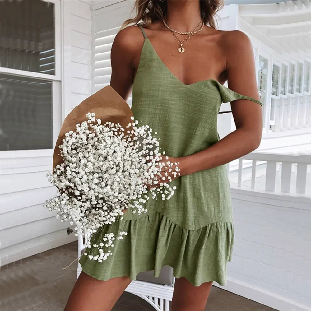 Adriana Linen Ruffle Dress