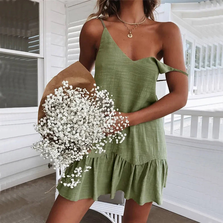 Adriana Linen Ruffle Dress