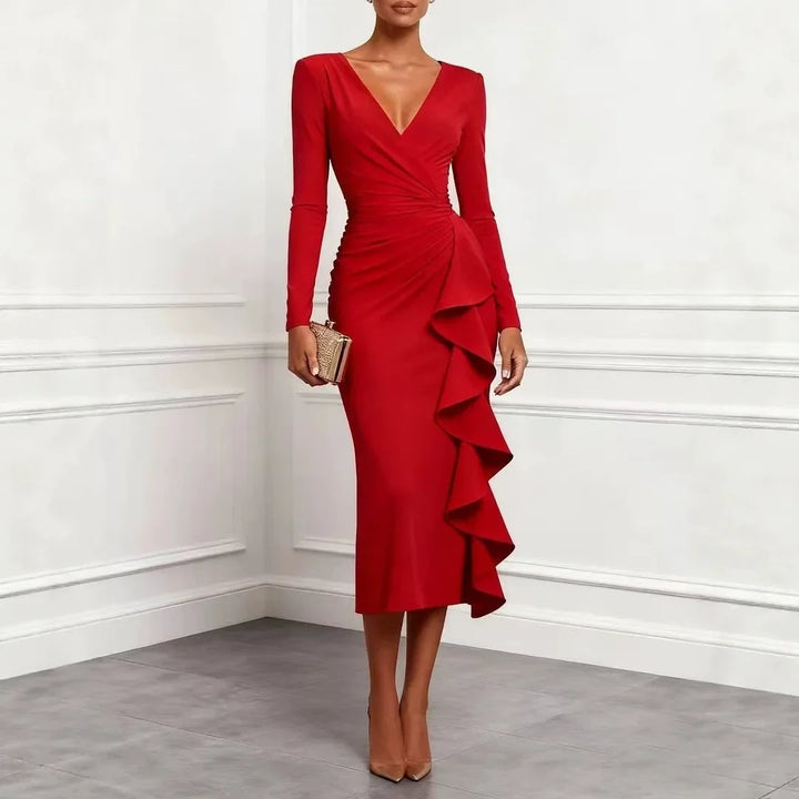 Seraphine Ruffle Front Midi Dress