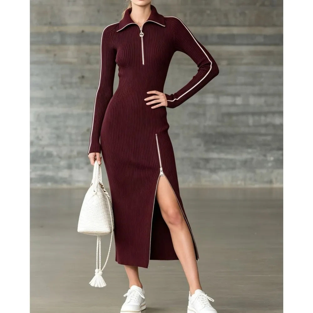 Marcella Ribbed Knit Midi Dress