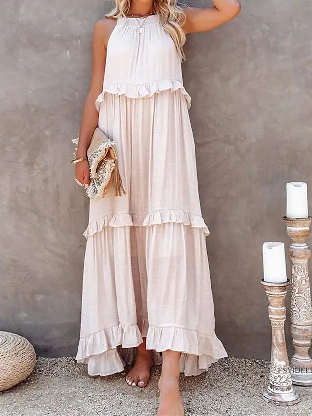 Zephyra Ruffle Trim Maxi Dress