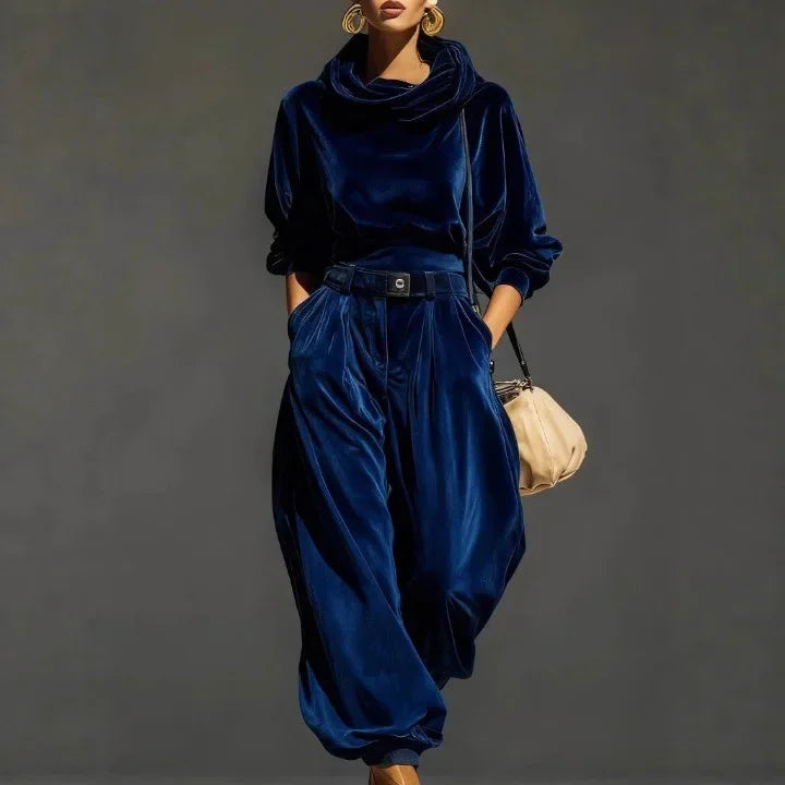 Adelina Draped Hood Velvet Set
