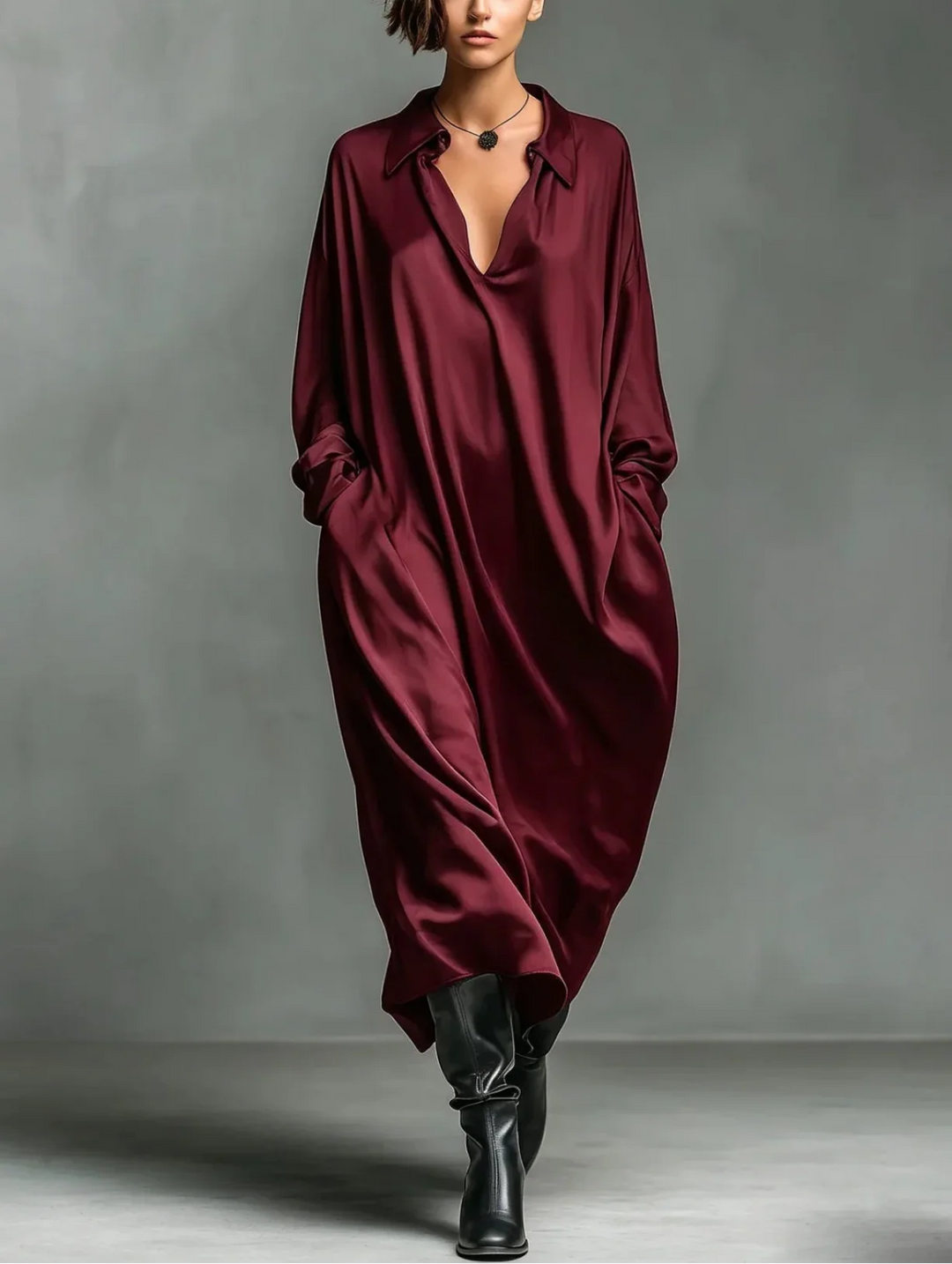 Amelisse Soft Drape Long Sleeve Maxi Dress