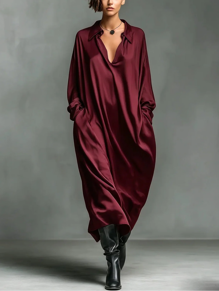 Amelisse Soft Drape Long Sleeve Maxi Dress